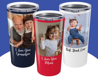 Bicchiere con foto personalizzato, regalo personalizzato per la festa del papà, regalo di compleanno per lui, bicchiere con foto personalizzato per il nonno, bicchiere personalizzato