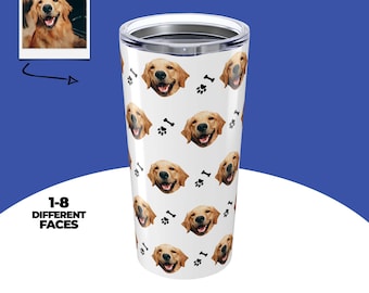 Custom Pet Tumbler, Personalized Dog Tumbler, Dog Photo Mug, Personalized Gift, Faces Tumbler, Dog Mom, Dog Dad, Dog Lover Gift