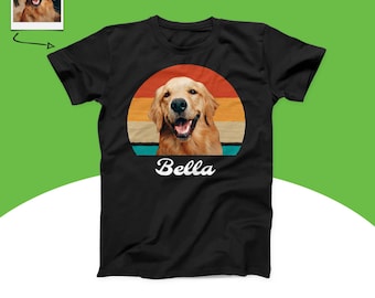 Custom Dog Vintage Retro Photo T-Shirt, Personalized Pet Shirt, Dog Lover Gift, Custom Dog Face Tee, Gift For Dog Mom, Dog Dad Tee