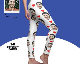Custom Face Leggings, Personalized Photo Women's Pants, Funny Faces All Over Print Leggings, Workout Leggings, Yoga Leggings, Gift For Wife