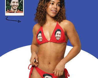 Bikini personalizzato con foto, costume da bagno personalizzato con foto, regalo divertente
