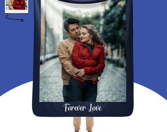 Personalized Photo Blanket with Custom Text, Photos Keepsake Gift, Picture Blanket