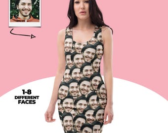 Custom Faces Bodycon Dress, Personalized Photo Dress, Unique Gift For Her, Custom Picture Outfit, Gift For Wife, Gift For Girlfriend