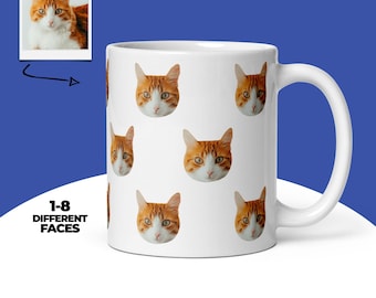 Taza personalizada con cara de gato, taza personalizada con gato, taza con foto personalizada, regalo personalizado para amantes de los gatos, taza para mamá gata, taza para papá gata