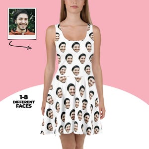 Custom Face Skater Dress, Personalized Photo Dress, Funny Dress Gift, Face Dress For Her, Custom Summer Dress, Unique Gift For Wife