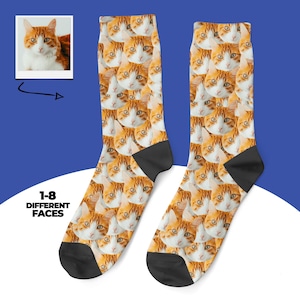 Custom Cat Socks, Personalized Cat Face Socks, Cat Lover Gift, Funny Cat Socks, Cat Mom Gift, Pet Socks, Birthday Gift For Cat Lovers