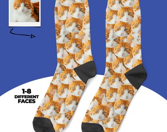 Calcetines de gato personalizados, calcetines con cara de gato, regalo para amantes de los gatos, calcetines divertidos para gatos, regalo para mamá gata, calcetines para mascotas, regalo de cumpleaños para amantes de los gatos