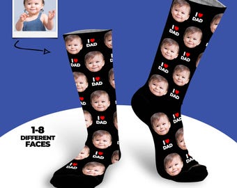 Personalized Dad Socks, Gift For Dad, I Love Dad Socks, Grandpa Gift, Father's Day, Custom Face Socks, Best Dad Ever