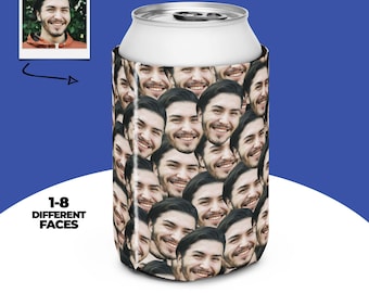Enfriador de latas con caras personalizadas, recuerdo de fiesta con foto personalizado, enfriador de latas con foto personalizado, enfriador de latas con foto divertido, enfriador de latas con caras personalizadas