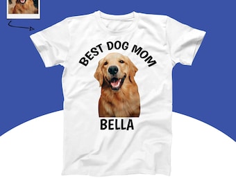 Custom Dog Mom T-Shirt, Personalized Dog Photo Shirt, Dog Face Tee, Pet Portrait Shirt, Dog Lover Gift, Custom Pet Mom Tee, Dog Mom Gift