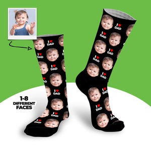 Personalized Dad Socks, Gift For Dad, I Love Dad Socks, Gift For Grandpa, Personalized Gift, Birthday Gift, Father&#39;s Day, Custom Face Socks