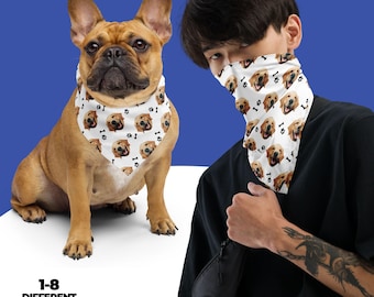 Bandana personalizzata con foto di cane, sciarpa personalizzata con faccine di animali domestici, regalo per amanti dei cani, collana con ritratto di cucciolo, regalo di compleanno