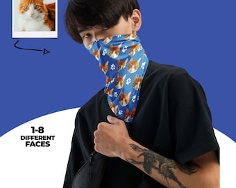 Bandana personalizzata con faccia di gatto, sciarpa personalizzata con foto di gattino, regalo per amanti dei gatti, accessorio per il collo con faccia di gatto, regalo di compleanno per chi ama i gatti