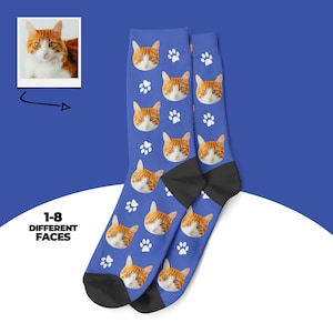 Custom Cat Face Socks, Personalized Cat Socks, Custom Cat Photo Socks, Funny Cat Gift, Cat Lover Socks, Cat Mom Gift, Cat Dad Gift
