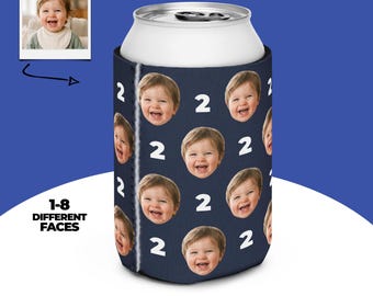 Geburtstagsparty Dosenkühler, Foto-Trinkhülle mit individuellem Gesicht, lustiges Partygeschenk, personalisierte Getränkehalter, Geschenk für ihn, Geschenk für Papa