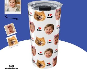 Kundenspezifischer Papa Becher, personalisierter Foto-Reisebecher, ich liebe Papa Geschenk, Vatertag Thermotasse, bestes Papa Geburtstags-Andenken Geschenk