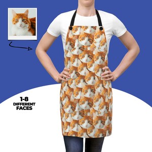Custom Cat Face Apron, Personalized Cat Photo Apron, Funny Cat Lover Gift, Gift For Cat Mom, Cat Dad Apron, Custom Kitchen Apron