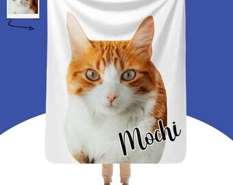 Custom Cat Photo Blanket With Name, Personalized Cat Blanket, Cat Lover Gift, Photo Blanket With Name, Unique Cat Gift, Custom Text Blanket