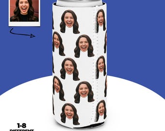 Custom Faces Can Cooler, Funny Birthday Favor, Personalized Photo Can Cooler, Wedding Party, Picture Drink Sleeve