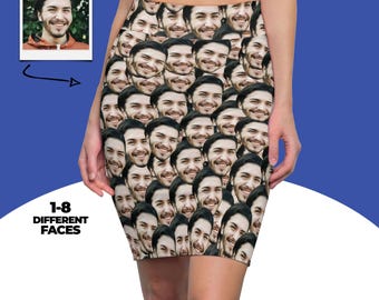 Gonna a tubino a vita media da donna Custom Faces, gonna personalizzata con foto, regalo divertente per lei