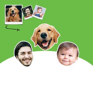 Custom Face Stickers, Funny Photo Stickers, Bachelorette Party Decor, Birthday Party Gift, Kids Party Stickers, Dog Sticker, Pet Face