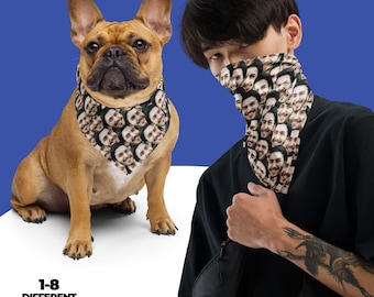 Bandana personalizzata con faccina per animali domestici, bandana personalizzata con foto, regalo per amanti dei cani, mamma di cane, papà di cane, sciarpa con faccine personalizzate