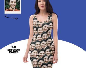 Benutzerdefinierte Gesichter Bodycon Kleid, personalisiertes Foto Kleid, einzigartiges Geschenk für sie, benutzerdefinierte Bild Outfit, Geschenk für Frau, Geschenk für Freundin