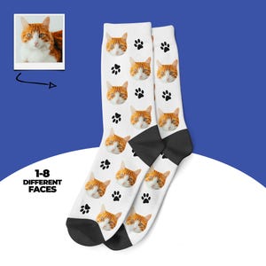 Cat Socks, Personalized Cat Socks, Custom Cat Photo Socks, Funny Cat Gift, Cat Lover Socks, Cat Mom Gift, Cat Dad Gift, Custom Face Socks