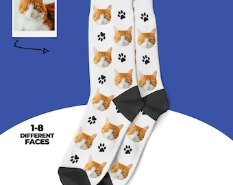 Calcetines de gato, calcetines de gato personalizados, calcetines con foto de gato personalizados, regalo divertido para gatos, calcetines para amantes de los gatos, regalo para mamá gata, regalo para papá gata, calcetines con cara personalizada