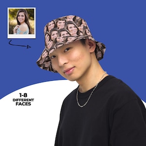 Custom Face Reversible Bucket Hat, Personalized Photo Hat, Funny Custom Gift, Double Sided Summer Hat, Custom Print Bucket Hat