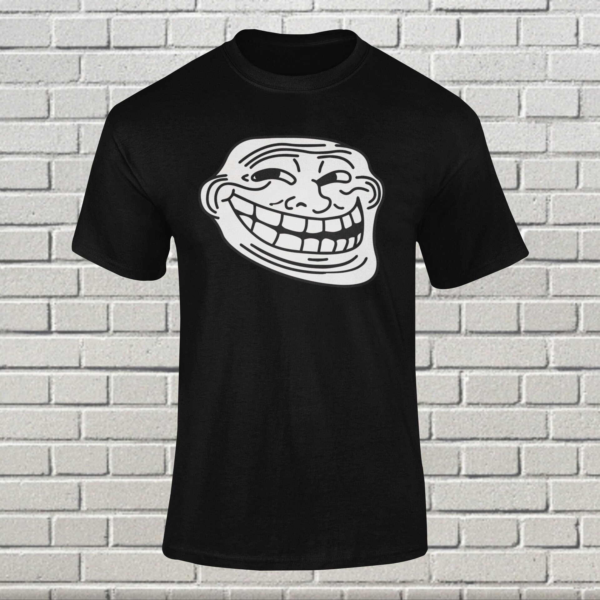 O Pescoço Slim Fit Me Gusta Me Gusta Troll Face T-Shirt Emoticon Camiseta  Problema? T Meme Troll Assustador Engraçado Camiseta De Algodão - AliExpress