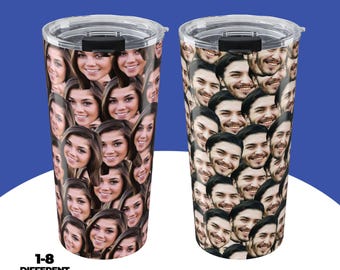 Custom Faces Tumbler, Personalized Photo Travel Mug, Custom Face Mug, Funny Gift, Gift For Dad, Gift For Mom, Personalized Tumbler