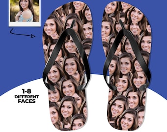 Bride Tribe Custom Face Flip Flops, Personalized Bridesmaid Gift, Wedding Party Photo Sandals