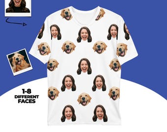 Maglietta personalizzata con la faccia di un cane, maglietta personalizzata con foto del tuo animale domestico, regalo divertente per mamma e papà di cani, regalo per amanti dei cani