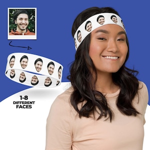 Aangepaste gezichtshoofdband, gepersonaliseerde hoofdbank, fotohoofdband, cadeau voor haar, grappig cadeau voor hem