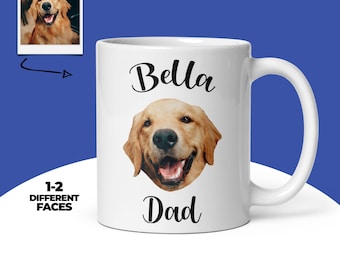 Mok gezicht hond, gepersonaliseerde hond foto mok cadeau, aangepaste koffiemok huisdier gezicht, hond vader cadeau, hond moeder cadeau, Vaderdag mok, huisdier minnaar cadeau