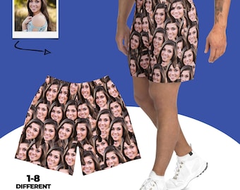 Pantaloncini personalizzati con il viso, pantaloncini sportivi lunghi unisex personalizzati, pantaloncini con foto, regalo personalizzato, regalo per il marito, regalo per lui, regalo di coppia