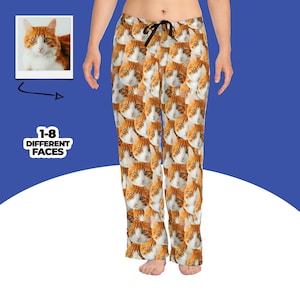 Custom Cat Pajamas, Personalized Pet Pajamas For Men Women, Cat Lover Gift, Cat Mom, Pet Photo Pajamas, Birthday Gift Idea, Cat Dad