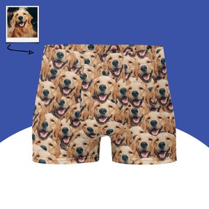 Calzoncillos bóxer personalizados con cara de perro, ropa interior con foto de mascota personalizada.
