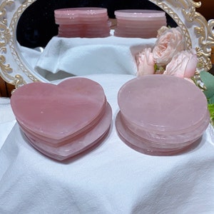 4 inches natural rose quartz coaster crystal coaster crystal craft crystal healing crystal gifts