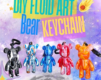 DIY Fluid Art Bear Keychain Kit