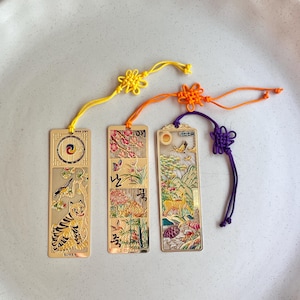 Vergulde Koreaanse bladwijzers: symbolen ekster, tijger en levensduur