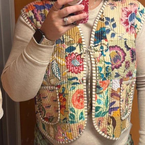 Handmade Block Print Cotton Quilted Vest, Women's Boho Jacket - Etsy