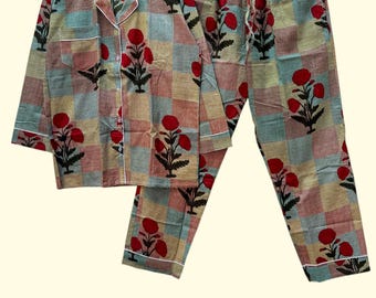 Indian Block Print Cotton Pajama Set: Ultra-Soft Sleepwear