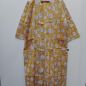 Block Print Cotton Kimono Robe: Boho Beach Cover-Up