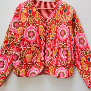 Handmade Block Print Cotton Quilted Jacket: Boho Indian Coat