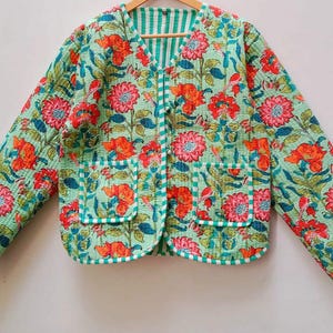 Hand Block Print Cotton Quilted Jacket: Indian Boho Coat