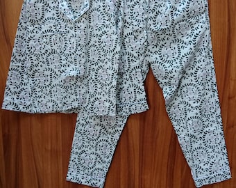 Floral Cotton Pajama Set: Handmade Women's PJs