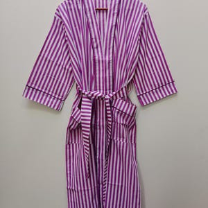 Floral Cotton Kimono Robe: Boho Block Print Loungewear