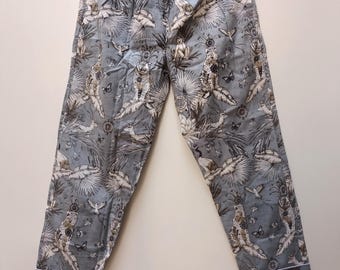 Floral Print Cotton Harem Pants: Wide Leg Summer Trousers